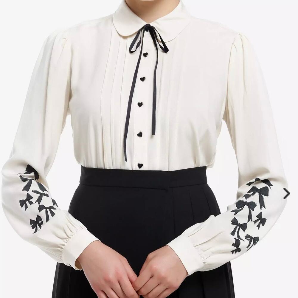 Hot Topic Sweet Society Black Ribbon Woven Long-Sleeve Plus Top 3X - Picture 7 of 10